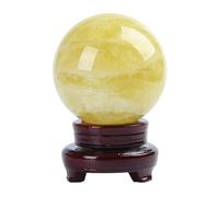 Bola de Cristal Amarillo Natural Citrine Crystal Sphere Ball Divnación Cristal Sphere Feng Shui Crystal Display Sphere Adornos, 2.75 Pulgadas