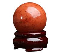Bola de cristal de 4 cm/1,57 pulgadas con soporte, esfera de piedra natural pulida, esfera decorativa, bolas de cristales curativos, artesanías, decoración del hogar, adorno, regalos,Red jasper