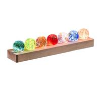 Bola de cristal de 7 colores con luz LED y soporte de madera, esferas curativas de cuarzo de 40 mm, bolas decorativas espaciales, luz nocturna para uso doméstico (Tipo A)