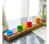 Bola de cristal de chakra de 7 colores con base de madera LED, bola de cristal de 40 mm, luz nocturna, decoración del hogar, regalos para mamá