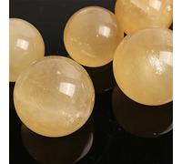 Bola de cristal de cuarzo de calcita natural de 3 a 10 cm para decoración del hogar + soporte de madera, 3-4 cm