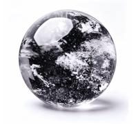 Bola de cristal de cuarzo fundido natural, esfera decorativa de cristal