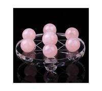 Bola de cristal de cuarzo rosa natural con soporte, esfera de cristal de piedra curativa de 7 chakras for meditación, adivinación, masaje(L)