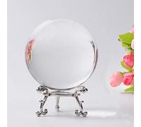 Bola de cristal de fotografía de 60/70/80 MM, adorno de bola de cristal mágica de cuarzo de adivinación, decoración del hogar-60 MM_con base plateada_CHINA
