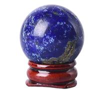 Bola de Cristal de Lapis Lazuli con Soporte: Adornos de Esfera de Cristal Natural para Reiki Balancing Meditation Energy Chakra Aura Home and Office Decoration, 2.8 "Dia