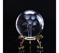 Bola de cristal grabada con láser 3D de 60 mm Bola de cristal en miniatura Esfera de cristal Decoración del hogar Adorno de regalo del día de San Valentín-Con base dorada