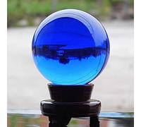 Bola de cristal mágica azul Esfera de cristal Regalo artesanal Cristales de cuarzo raros Fotografía Bolas de aumento + Soporte 10 CM-Bola azul con Base_10 CM