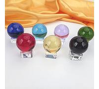 Bola de cristal mágica de cuarzo natural de siete colores de 70 mm con bola de soporte transparente y globo para decoración del hogar y regalos-70mm_green