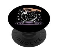 Bola de Cristal mística con Anillos morados y Rosas PopSockets PopGrip Adhesivo