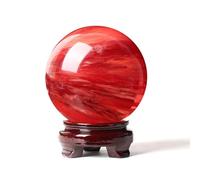 Bola de Cristal Roja Piedra de FundicióN Bola de EnergíA con Soporte Esfera de Cristal AdivinacióN Gema para meditación, Fengshui, decoración de Escritorio(12cm)