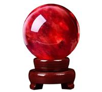 Bola de cristal rojo natural,esfera vidrio,adornos meditación adivinación