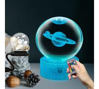 Bola de cristal Saturn Planet Cuarzo Esfera Noche Luz 16 colores LED Remote & Touch Control ajuste de brillo lámpara de mesa con Base luminosa pisapapapeles lámpara de mesa de cristal diseño