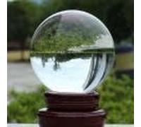Bola de cristal transparente K5 - Bola de cristal transparente de 120 mm con base de madera, cristal de cuarzo natural para fotografía, curación Feng Shui, regalo de decoración del hogar