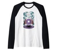 Bola de Cristal y Manos místicas adivinación y adivinación Camiseta Manga Raglan