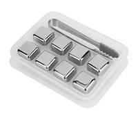 Bola de cubitos de hielo reutilizables de piedras de vino de whisky de acero inoxidable 304 con suministros para fiestas de barra de caja (8 piezas + clip para hielo (sin logo))