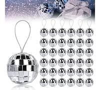 Bola de Discoteca, 36 Piezas Bola de Discoteca Plata, 3cm Bola de Espejos, Disco Ball, Bola de Discoteca Colgante para Vestirse de Cumpleaños Fiesta Tematica Adornos de Navidad