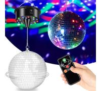 Bola de discoteca con motor giratorio, bola de discoteca de 15 cm para fiestas, motor giratorio LED, bola de espejo, bola de discoteca, bola de espejo para DJ-Club, escenario, bar, vacaciones
