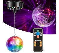 Bola de discoteca con motor giratorio, bola de discoteca de 20 cm para fiestas, juego de bolas de espejo profesional, motor giratorio LED, bola de espejo, bola de discoteca, luces LED para decoración