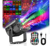 Bola de discoteca, controlada por música, luz de fiesta, 60 patrones diferentes, efecto estroboscópico, luz de fiesta con mando a distancia y 2 m USB para familia, discoteca, fiesta, niños, fiesta