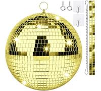 Bola de discoteca de 20 cm, para colgar, bola de espejo de 20 cm, con miniespejo autoadhesivo y ganchos, autoadhesivos, ideal para fiestas o efecto de luz de DJ