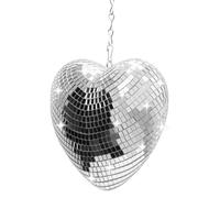 Bola de discoteca decorativa, Kaluofan bola de espejo en forma de corazón, bola de discoteca decorativa, bolas de discoteca en forma de corazón 15 cm, con colgante, decoración plateada para San