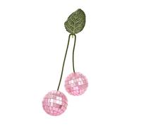 Bola de discoteca, mini decoración de cerezo rosa de 4 cm, espejo de cristal reflectante, decoración de discoteca rosa brillante, adornos para fiesta de cumpleaños, habitación, decoración estética del