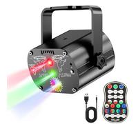 Bola de discoteca (negro), luz de discoteca controlada por música, luz de fiesta, 60 patrones diferentes, efecto estroboscópico, luz de fiesta con mando a distancia y 2 m USB para familia, discoteca