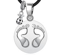 Bola de embarazo con cordón y cascabel collar para mujer embarazada campanilla colgante harmony ball "Llamador de ángeles" Joya musical campanilla bola para maternidad regalo, 114 cm (Lot de 1), Acero