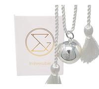 Bola de embarazo Gabrielle - 20 mm con cordón trenzado, 100% bañado en plata, pompón blanco sobre cordón, personalizable, creación francesa