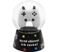 Bola de ensueño con diseño "Jugar": bola de ensueño con diseño de texto "Nicht stören! Ich zocke!", en forma de controlador, con purpurina multicolor