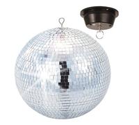 Bola de espejo de 30 cm con motor LED alimentado por pilas, iluminación giratoria con purpurina de discoteca, decoración portátil de eventos para karaoke, DJs, fiestas en casa