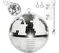 Bola de espejo rosa de 15 cm, bolas de discoteca con anillo colgante, bola de discoteca para fiestas, bola de espejo plateada, bola de espejo, para decoración de fiestas, bares, bodas, cumpleaños y