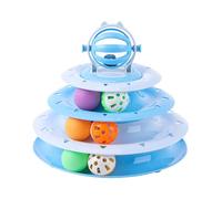 Bola de juguete interactiva para gatos, torre de bola giratoria de 4 niveles, juguete duradero para mascotas para interiores y exteriores, manual de rodillos para gatitos aburridos, sala