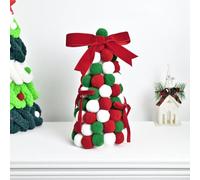 Bola de lana creativa de escritorio Mini árbol adorno hecho a mano arco decoración rojo verde blanco 25x14cm