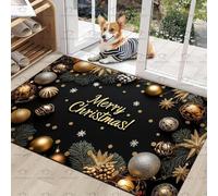 Bola de Navidad 3D Copo de Nieve Felpudo Antideslizante Felpudo Antideslizante Tapete de Entrada del salón Cocina Balcón Pasillo Felpuda de Navidad Decoraciones navideñas-50x80cm