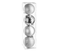 Bola de navidad 80mm x 4 plata. 8 cm