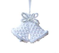 Bola de Navidad con diseño de estrella flocada de plástico, color blanco (J