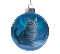 Bola de Navidad con diseño de Gato Young DEE, Festivo felino Divertido, creación de Obras de Arte con Espacios Interiores de Vida navideña