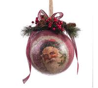 Bola de Navidad de Papá Noel Grande con piñas y Acebo roja de ø 18x23 cm - LOLAhome