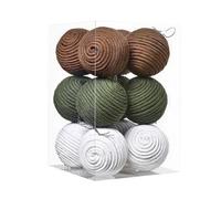 Bola de Navidad para casa de campo, 12 unidades, cuerda de algodón rústica, decoración del hogar, juego de decoración de árbol de Navidad, para dormitorio, pasillo, escuela, oficina, dormitorio