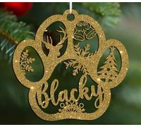 Bola de Navidad personalizada con el nombre de tu perro, gato, mascota o texto seleccionado, diámetro de 10 cm, bolas de Navidad, decoraciones navideñas personalizadas (pata, plexiglás brillante)