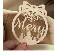 Bola de Navidad Personalizada con Nombre, Adorno navideño Barato, Esfera de Madera grabada, 10 cm, Modelo Olivo