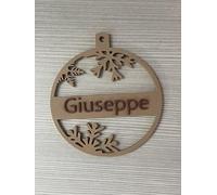 Bola de Navidad personalizada con nombre de PLA, adorno para árbol de Navidad con decoración de copos de nieve, diámetro 82 mm, grosor 4 mm, fabricado en Italia