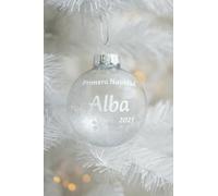 Bola de Navidad Personalizada con Nombre y Año - Mi Primera Navidad Bebé - Adorno Navideño Transparente con Copos de Nieve - Regalo Recién Nacido