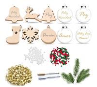 Bola de Navidad Personalizada Manualidades: Diseña Tu Propio Adorno con Mensajes y Diseños Únicos. Incluye Bolas Lisas y Figuras de Madera