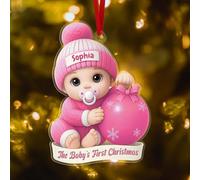 Bola de Navidad Personalizada Mi Primera Navidad 2025 - Adorno para Árbol de Navidad con Nombre y Detalles del Nacimiento - Regalo Original para Bebé Niño o Niña - Decoración Navideña con Efecto 3D