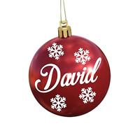 Bola de Navidad Roja Personalizada con Nombre - Adorno Navideño de 8 cm con Cinta Dorada para Colgar
