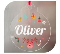 Bola de Navidad Transparente Personalizada con Nombre - Un Adorno Exclusivo y Sentimental para Decorar el Árbol de Navidad (Modelo 2)