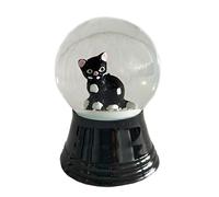 Bola de Nieve de Cristal auténtico, Casi como la verdadera Nieve, diseño de Gato Sentado Negro 4 cm