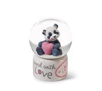 Bola de Nieve, de Cristal, de Purpurina Panda Love de 6,5 cm, Blanca, Accesorio Decorativo, Idea de Regalo para la Amistad, 62631